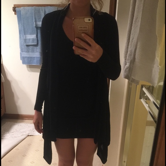 Long Asymmetrical-Cut Black Cardigan - Small NWOT - Picture 2 of 4