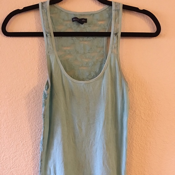 Teal tank top with lace back