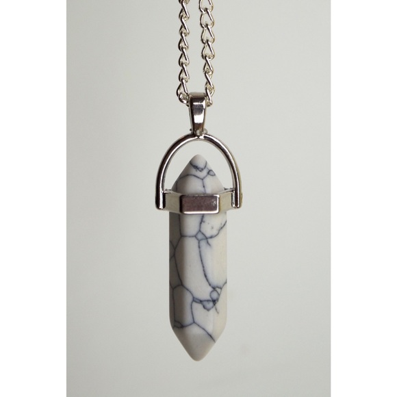 White Marble Boho Fashion Crystal Pendant Necklace