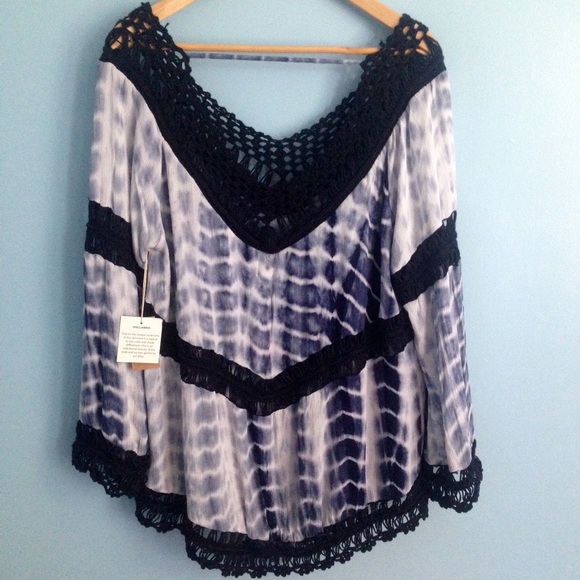 •LOWEST PRICE• Knit Boho Tie Dye Poncho Tunic - Picture 2 of 2