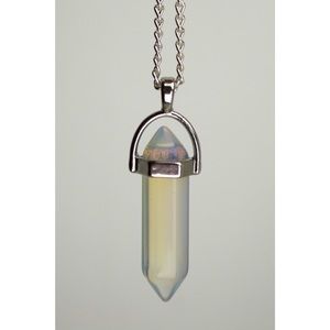 White Opal Boho Fashion Crystal Pendant Necklace