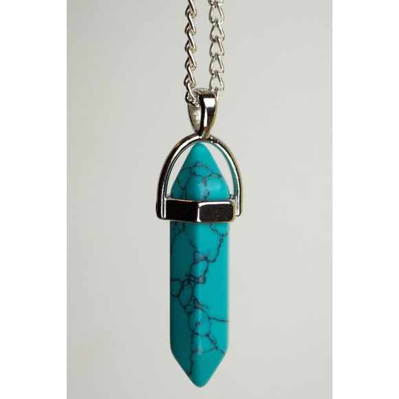 Turquoise Boho Crystal Pendant Necklace