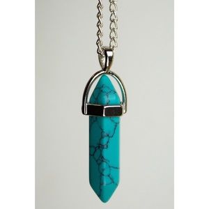 Turquoise Boho Crystal Pendant Necklace