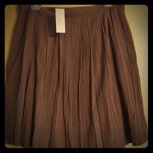 Ann Taylor Brown pleated A-line skirt, size 8