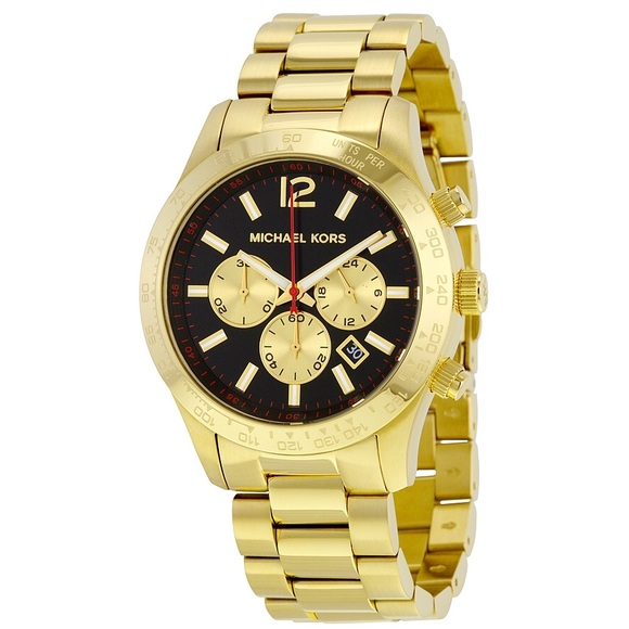 Michael Kors Layton Black Dial Gold Tone Watch