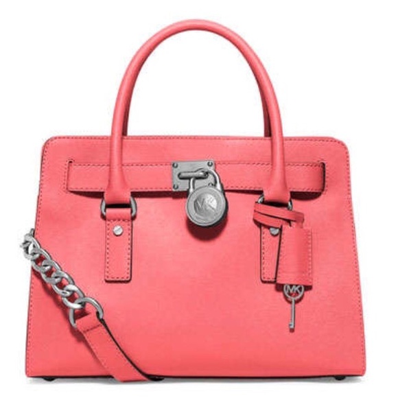 🎉SOLD🎉 Auth. Michael Kors Hamilton Satch, Coral - Picture 1 of 3