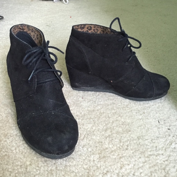 Black wedge booties