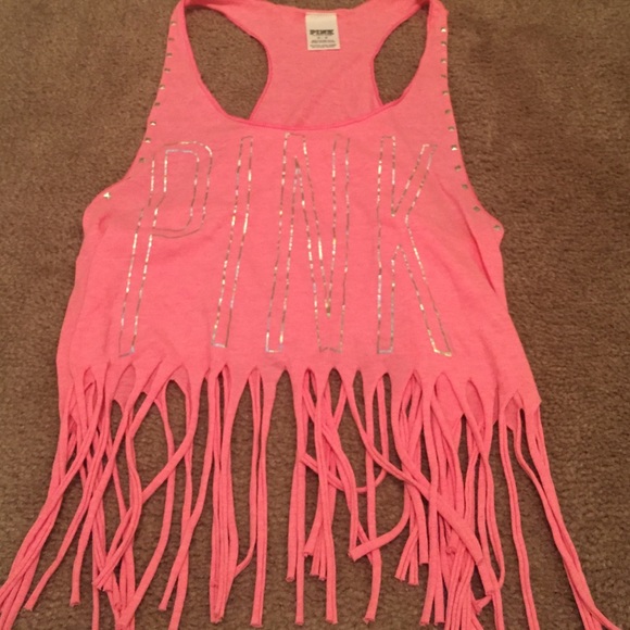 PINK fringe top