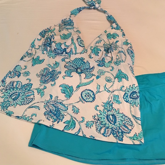 Land's End Halter tankini with swim skirt