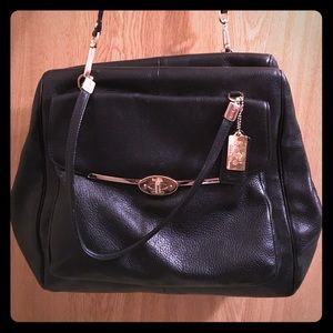 Black Leather Coach Handbag