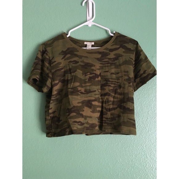 Army green camo crop top