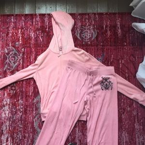 Juicy Couture Pink Velour Track Suit, size small
