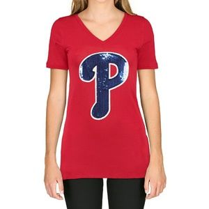 VS Pink Phillies T-Shirt Red w/ Blue Sequin P