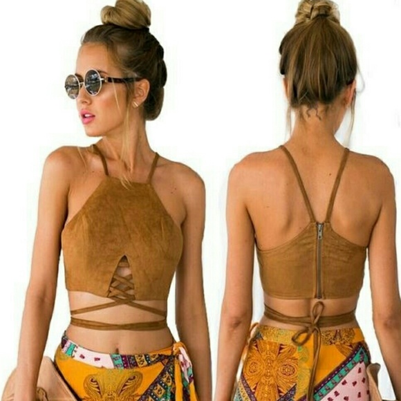 The Jaiden suede tie around crop top