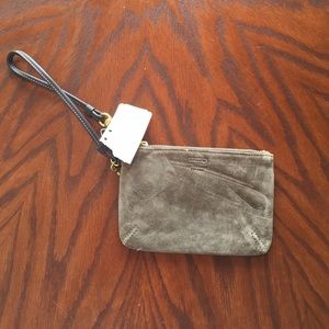Suede Coach wristlet