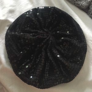 Black Sequined Beret