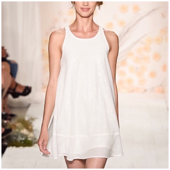 white sequin swing dress