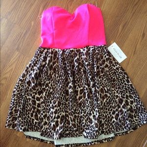 NWT Hot Pink + Leopard Dress