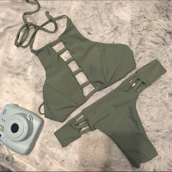 Very cheeky olive green bikini