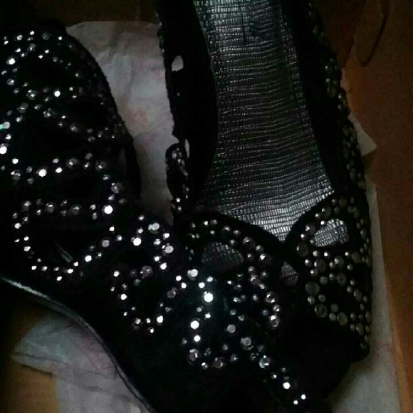 Black and silver heels