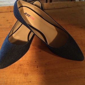 Just Fab Denim Flats - NWOT - Size 8