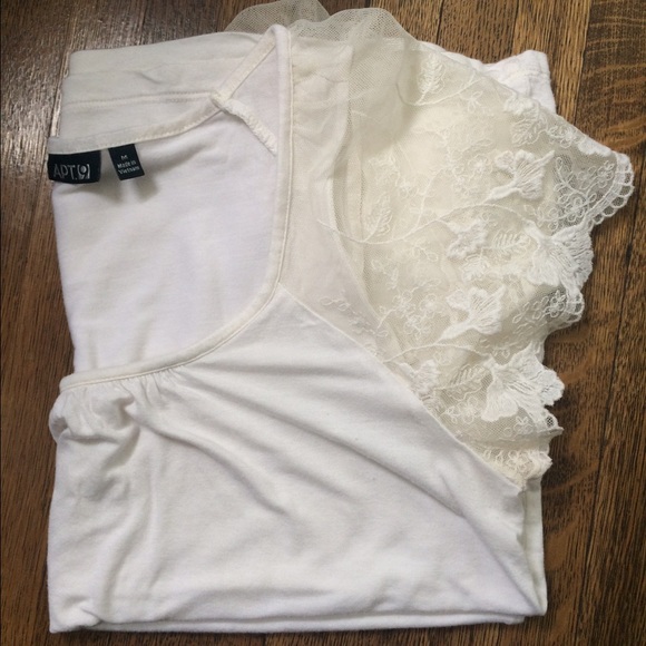 White Top with Lace Sleeves