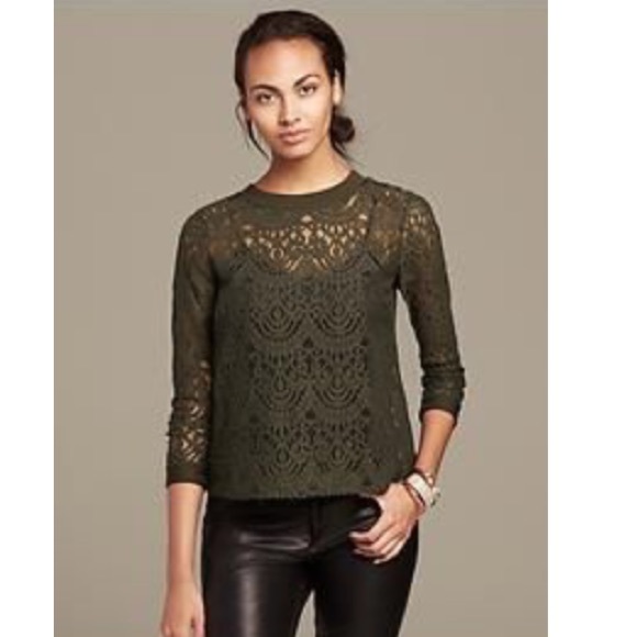 Banana Republic Green Floral Sheer Blouse Sz:L
