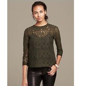 Banana Republic Green Floral Sheer Blouse Sz:L