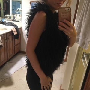 Black Faux Fur Sleeveless Festival Vest