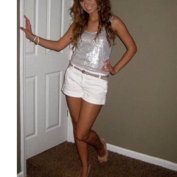 White sequin shirt with silver sparkles