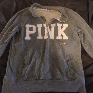 Gray pink half zip