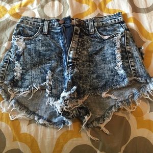 Denim high waisted shorts