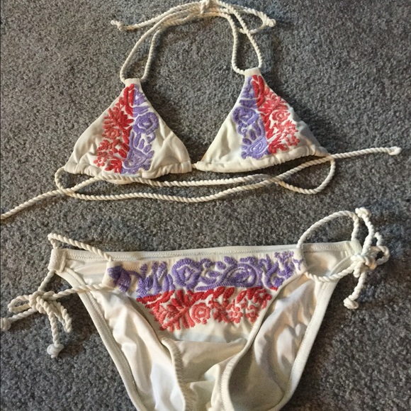 Embroidered bikini top