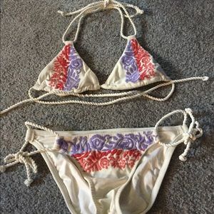 Embroidered bikini top