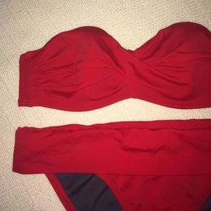 Victoria Secret strapless top, fold over bottom