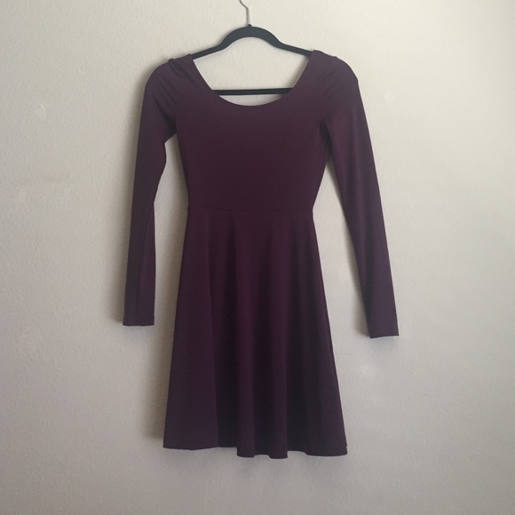 burgundy maroon long sleeve skater dress