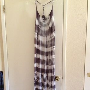 Young, fabulous, and broke grey tie dye maxi dress