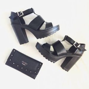 ♡ CATHY JEAN ♡ Black Chunky Heels