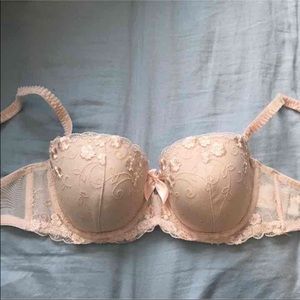 Pink balconette bra
