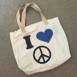 'I Love Peace' Unstructured Tote Bag