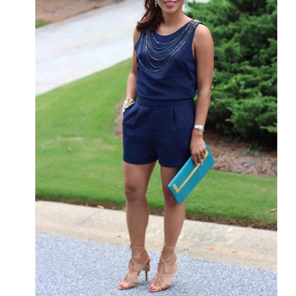 Zara Navy Blue Romper sz M