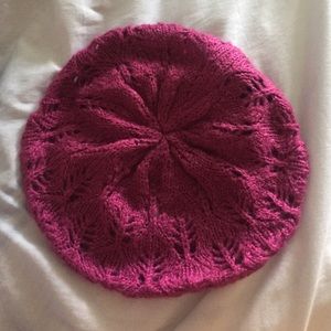 Dark Pink Crocheted Beret from Forever 21
