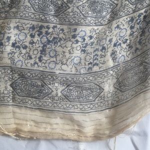 Tan and blue detailed scarf