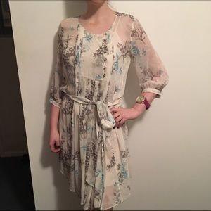 Club Monaco White w/ Grey and Turquoise Dress, EUC