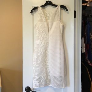 Knee length white crochet dress - size 4