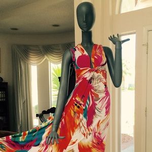Gorgeous silky feeling long color burst dress