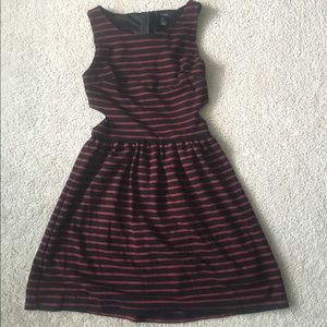 Maroon and black striped dress