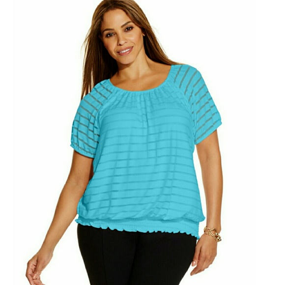 INC International Concepts Plus Size Illusion-Stri - Picture 1 of 1