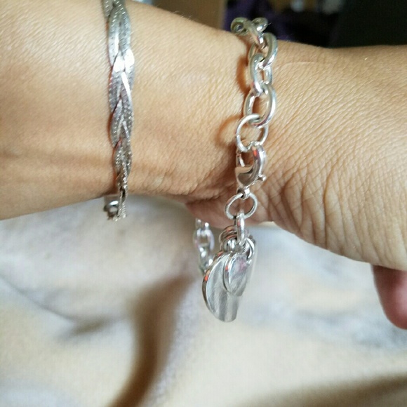 💫NIB Genuine Silver (Stamped) 2 Heart Bracelet💫