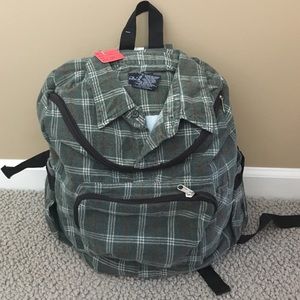 Green Flannel Shirt Backpack